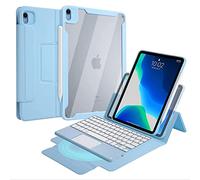 QYiiD Custodia per tastiera TouchPad per iPad Pro 12.9 2021/2020/2018, custodia interna in acrilico trasparente con tastiera trackpad rimovibile, blu