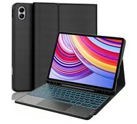 QYiiD Custodia per tastiera touchpad retroilluminata per Xiaomi Redmi Pad Pro 12.1 pollici 2024/Xiaomi Poco Pad 12.1 2024, tastiera trackpad wireless retroilluminata con custodia in pelle, lunga