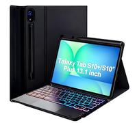 QYiiD Tastiera Custodia per Galaxy Tab S10 FE+ Plus 13.1 Pollici, 7 colori retroilluminati Custodia per tastiera, QWERTY Italiano Bluetooth Staccabile con Touchpad, Nero