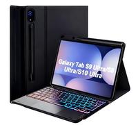 QYiiD Tastiera Custodia per Galaxy Tab S10 Lite/ S10 FE /S9 FE 5G 10.9 /S9 11 Pollici, 7 colori retroilluminati Custodia per tastiera, QWERTY Italiano Bluetooth Staccabile con Touchpad, Nero