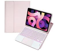 QYiiD TouchPad - Custodia per tastiera per iPad Pro da 12,9" 2021 - 5a generazione, 2020 - 4a generazione, 2018 - 3a generazione, con supporto magnetico rimovibile, senza fili, con supporto sottile, colore: Rosa
