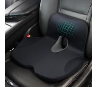QYILAY Cuscino per seggiolino auto in memory foam, con supporto lombare, comfort ergonomico per la schiena, ideale per lunghi viaggi, ufficio, camion, autista - fodera rimovibile lavabile. (Nero)