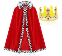 QYJMLH Corona Re Regina,Mantello in Velluto Reale,Mantello da Regina Medievale,Vestiti Carnevale Donna Costume in Maschera, Festa a Tema, Gioco di Ruolo, Spettacolo Teatrale,80 CM
