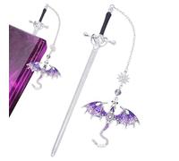 QYJMLH Segnalibro Drago, Segnalibro del dragone di spada,Segnalibri Spada di Metallo, Bacchette per Capelli a Forma di Spada,stile vintage, segnaletto, regali di lettura, (20.5 * 6 * 7.2CM) (viola)