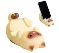 QYJMLH Supporto Per Cellulare A Forma Di Gatto,Funny Cat Holder Supporto, Per Animali Gatto Per La Decorazione Domestica Per Casa, Soggiorno, Dormitorio E Scuola-8.3 * 5.8 * 5CM (Bianco marrone)