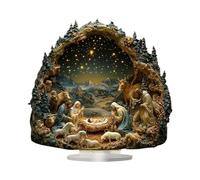 Qyljeiwred Ornamenti natalizi per presepe, ornamento 2D con base, decorazione religiosa per donne e uomini, per scrivania, davanzale, mensola, tavolo, mensola