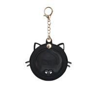 Qyljeiwred Portachiavi per peli di animali domestici, portachiavi a forma di muso di gattino, portachiavi creativo e carino, portachiavi per riporre foto, zaino borsa portafoglio, Nero , Refer to