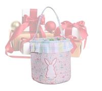 Qylzkvnth Cestino Pasquale - con Borsa Coniglio con Coda A PON PON - Borsa per La Caccia alle Uova | per Bambini Ragazzi e Ragazze Ideale per Festa Pasqua Primavera e Compleanno