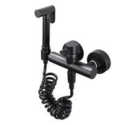 QYMYOZ Bidet Sprayer for Toilet Hot And Cold Water, Matte Black Bidet Shower Wall Mounted Bidet Taps Kit Bidet Faucet for Bathroom Shower Head Self Cleaning Hand Sprayer Set,B,B