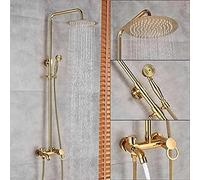 QYMYOZ Golden Bathroom Shower Faucet Set Gold Rainfall Shower Mixer Crane Wall Mounted with Hand Shower Bath Rain Column Tap,Shower Faucet A,Shower Faucet F ,Shower Faucet B