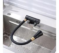 QYMYOZ Kitchen Sink Faucet Folding Inside Window Brass Tube 2 Modes Single Handle Kitchen Mixer Faucet Folding-Black+Brushed Gold Beauty Comes