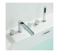 QYMYOZ Ornaments Waterfall Roman Tub Faucet with Hand Shower, 5 Hole, Three -Handed Bath Tub Faucet Set, High Flow Bathtub Faucet with Sp