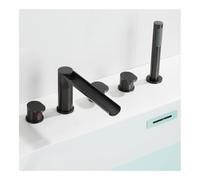 QYMYOZ Ornaments Waterfall Roman Tub Faucet with Hand Shower, 5 Hole, Three -Handed Bath Tub Faucet Set, High Flow Bathtub Faucet with Sp