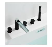 QYMYOZ Ornaments Waterfall Roman Tub Faucet with Hand Shower, 5 Hole, Three -Handed Bath Tub Faucet Set, High Flow Bathtub Faucet with Sp