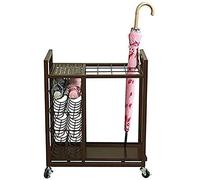 QYMYOZ Portaombrelli in Metallo con 12 Scomparti e Ruote; Vassoio di drenaggio Rimovibile, può Contenere 12 ombrelli Lunghi e 8 ombrelli Pieghevoli Corti.