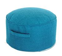 QYMYOZ Pouf Rotondo per Soggiorno e Camera da Letto, in Cotone e Lino, Ideale Anche Come Sgabello per cambiarsi Le Scarpe, Colore Blu Lago, 40 * 40 * 20 cm.