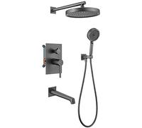 QYMYOZ Rainfall Shower Single Handle Hot And Cold Shower Faucet Set Wall-Mounted Rain Mixer Shower Combo Set 3-Ways Shower Fixture with Rain Shower He,Showerheads