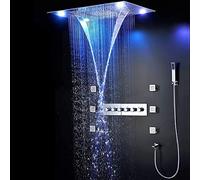 QYMYOZ Shower Faucet Set, Stainless Steel LED Intelligent Digital Display Rain Shower Set, Installed On The Wall 20" Spa Fog Cooling, Constant Temperature Touch Screen, Mixer Si
