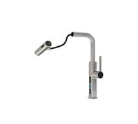 QYMYOZ Sink Faucet, Kitchen Sink Mixer Tap Pull out Three Mode Water Outlet all Copper with Without Digital Display in White Chrome Silver Gun Gray Black(Chrome Silver-intellige