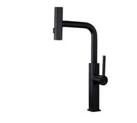 QYMYOZ Sink Faucet, Kitchen Sink Mixer Tap Pull out Three Mode Water Outlet all Copper with Without Digital Display in White Chrome Silver Gun Gray Black(Black - Without Digital