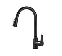 QYMYOZ Sink Faucet, Pull out Kitchen Faucet 24 inch with Auto Retract And 3 Spray Modes in Silver, Gun Gray, Black(A Black Three Outlets)