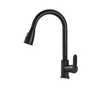 QYMYOZ Sink Faucet, Pull out Kitchen Faucet 24 inch with Auto Retract And 3 Spray Modes in Silver, Gun Gray, Black(B Black Double Water Outlet)