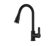 QYMYOZ Sink Faucet, Pull out Kitchen Faucet 24 inch with Auto Retract And 3 Spray Modes in Silver, Gun Gray, Black(B Black Three Outlets)