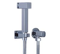 QYMYOZ Sistema di Set di rubinetti per Doccia a Parete, Kit di spruzzatore per Bidet Portatile Cromato lucidato con Pulsante, Set Doccia Quadrato in Ottone, Rubinetto per Bidet