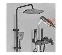 QYMYOZ Thermostatic Shower Mixer Set Bathroom Intelligent Shower Faucet Digital LCD 4 Function Wall Mount Rainfall Cold Hot Water Bathroom Shower,1Black No LCD