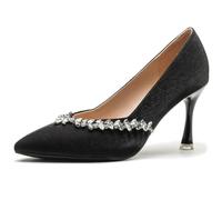 Qynthra Decolleté in Raso a Punta a Punta Donna con Tacco Slip On Scarpe Eleganti per Uso Quotidiano e Incontro Formale Cuscino Memory Foam Morbido Suola Gomma Antiscivolo,Black5cm,37 EU