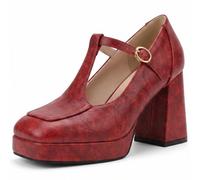 Qynthra Décolleté Mary Jane Gotiche Donna Suola con Plateau A Punta Quadrata Décolleté Eleganti T-Strap con Tacco Chunky Scarpe Statement per Servizi Fotografici E Appuntamenti