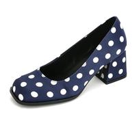 Qynthra Décolleté Professionali Donna Tacchi Comodi A Punta Quadrata Scarpe in Raso Slip On E Scarpe Business Casual per Eventi di Colloquio E Styling da Ufficio,Navy Blue,40 EU