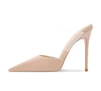 Qynthra Muli da Sera Donna PVC Trasparente Punta Accuminata Tacchi a Spillo Slip On con Cinturino Trasparente Tacchi Alti per Eventi di Matrimonio e Banchetto Cocktail,Apricot,34 EU
