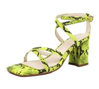 Qynthra Sandali A Listini Metallizzati Donna Punta Quadrata Tacco A Blocchetto Scarpe Eleganti con Listini Incrociati E Fibbia alla Caviglia per Vacanze Resort E Eventi Estivi