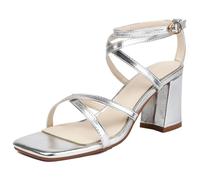 Qynthra Sandali A Listini Metallizzati Donna Punta Quadrata Tacco A Blocchetto Scarpe Eleganti con Listini Incrociati E Fibbia alla Caviglia per Vacanze Resort E Eventi Estivi