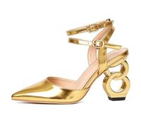 Qynthra Sandali a Punta Chiusa Donna Cinturino alla Caviglia Tacchi Alti Décolleté Slingback per Primavera Estate e Appuntamenti Moda Minimalista,d'oro,39 EU