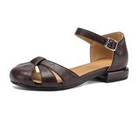 Qynthra Sandali Bassi Comodi Donna Punta Chiusa Design Intrecciato Cut-out Cinturino alla Caviglia Calzature Estive per Camminata E Viaggio Suola Traspirante,Marrone,35 EU
