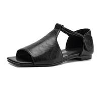 Qynthra Sandali Piatti Donna Design da Passeggio Comodo Ritaglio Bocca di Pesce Stile Romano Scarpe Estive Casual per Uso Quotidiano E Viaggio Microfibra Leggera,Nero,36 EU