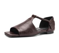 Qynthra Sandali Piatti Donna Design da Passeggio Comodo Ritaglio Bocca di Pesce Stile Romano Scarpe Estive Casual per Uso Quotidiano E Viaggio Microfibra Leggera,Marrone,36 EU
