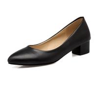 Qynthra Scarpe da Ufficio Professionali con Punta Aguzza Tacco a Blocco Slip On Scarpe da Lavoro Comode Tacco Medio Calzature Eleganti Business Lavoro in Ufficio Tutto Il Giorno,Nero,34 EU
