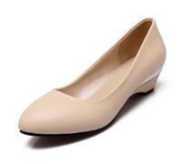 Qynthra Scarpe da Ufficio Professionali Punta Tonda Tacco a Blocco Slip On Scarpe da Lavoro Comode Tacco Medio Calzature Eleganti Business per Lavoro in Ufficio e Tutto Il Giorno,Beige,38 EU