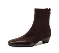 Qynthra Suede Upper,Back Zipper,fine Stitching Detail,Dark Brown Black,3cm | suede upper,back zipper,fine stitching detail,dark brown black,3cm
