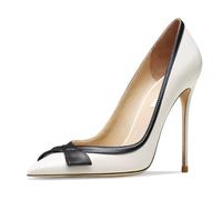 Qynthra Tacchi a Spillo Donna Punta Accuminata Eleganti Scarpe di Corte Slip On Tacchi Alti Modelli da Sera per Matrimonio e Banchetto Serale Pelle Scamosciata Design Patchwork,10cm Matte,36 EU