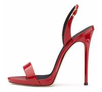 Qynthra Tacchi a Spillo Donna Punta Aperta Sandali con Cinturino alla Caviglia Metallico con Adattamento Slingback per Raduno Sociale e Uscita del Weekend,Rosso,41 EU