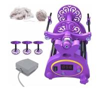 QYOEGSQ Volante Elettrico, Display Digitale, Pedale e 3 Bobine | Avvolgitore filato lana 800giri/min,avanti/indietro,capacità 4Oz (120G),for tessitura filati,stoppin(Purple)