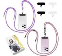 Qyoocom Cordino per Cellulare Telefono Universale*2 Patch*4,Regolabile Laccio per Cellulare Elegante y Duradero, Porta Cellulare da Collo para Todos los Smartphones Mimetico Rosso Viola