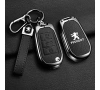 QYPLKJHG Auto Guscio Chiave per Peugeot 208 2012-2015, Custodia Chiave Cover Chiave Custodie per Chiavi Pelle Copri Chiavi Protezione con Portachiavi Custodia Protettiva Chiavi Telecomando,B-Black 1