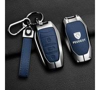 QYPLKJHG Auto Guscio Chiave per Peugeot 3008 2016-2020, Custodia Chiave Cover Chiave Custodie per Chiavi Pelle Copri Chiavi Protezione con Portachiavi Custodia Protettiva Chiavi Telecomando,A-Blue 1