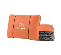 QYPLKJHG Coperta da Viaggio 2 in 1 per Citroen C3 e-C3 C4 e-C4 C5 X C5 Aircross, Coperta da Viaggio e Cuscino Coperta Cuscino con Auto Logo Morbido e Caldo Cuscino per Schienale,Orange
