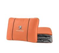 QYPLKJHG Coperta da Viaggio 2 in 1 per Peugeot 107 3-Door 2012-2014, Coperta da Viaggio e Cuscino Coperta Cuscino con Auto Logo Morbido e Caldo Cuscino per Schienale,Orange